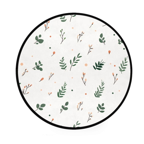 Floral Pattern with Leaves Memory Foam Bath Mat 36" Absorbent Rug with Non Slip Base and 4 Bonus Pads