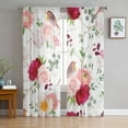 thumbnail image 1 of Floral Pattern with Pink Roses Sheer Window Curtains for Living Room The Bedroom Modern Chiffon Voile Curtains Fabric Drapes, 1 of 7