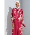 thumbnail image 1 of Floral Patterned Modest Dress With Binding Detail Cherry Beige, 1 of 5