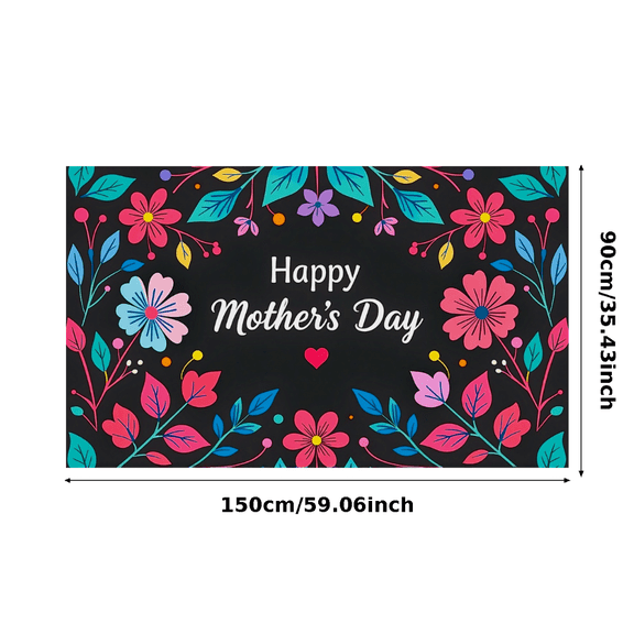 Floral Patterned Mother's Day Background Happy Mother's Day Banner Party Decorations Photography Props Backdrop Decors Mother Daughter Gathering Event Celebration