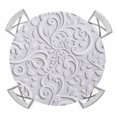 thumbnail image 1 of Floral Patterns Round Tablecloth for 45-54 Inch Tables,Fitted Table Cover with Elastic Edge,Silver White Flowers Leaves Aesthetic Waterproof Outdoor Table Cloth Protector for Patio Garden Dinner, 1 of 9