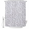 thumbnail image 1 of Floral Patterns Shower Curtain Set - 48" x 72" Washable Bathtub Curtain with 12 Hooks, Silver White Flowers Leaves Aesthetic Waterproof Fabric Stall Shower Curtains for Bathroom/Bathtub Décor, 1 of 6
