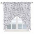 thumbnail image 1 of Floral Patterns Swag Valances for Windows, Kitchen Curtains 36 Inch Length 2 Panels Set, Silver White Flowers Leaves Aesthetic Short Curtains for Small Windows Rod Pocket Cafe Curtains Drapes 28"x36", 1 of 8