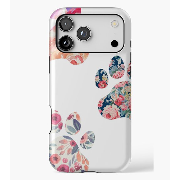 Floral Paw Print Trio M1720, Protective Case for iPhone 17 16 15 14 13 12 11 Pro Max – Modern Unisex Style