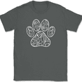 thumbnail image 1 of Floral Paw T-Shirt Beautiful K9 Dog Cat Feline Kitten Humor Gift Graphic Tee - Charcoal, L, 1 of 1