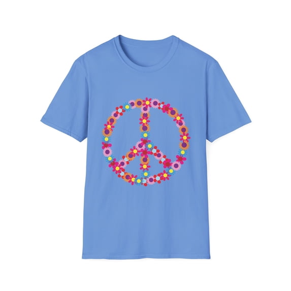 Floral Peace Sign Aesthetic Clothing Peace For Men and Women | Botanical Print Hippie Clothes | Gypsy Clothing Unisex Softstyle T-Shirt