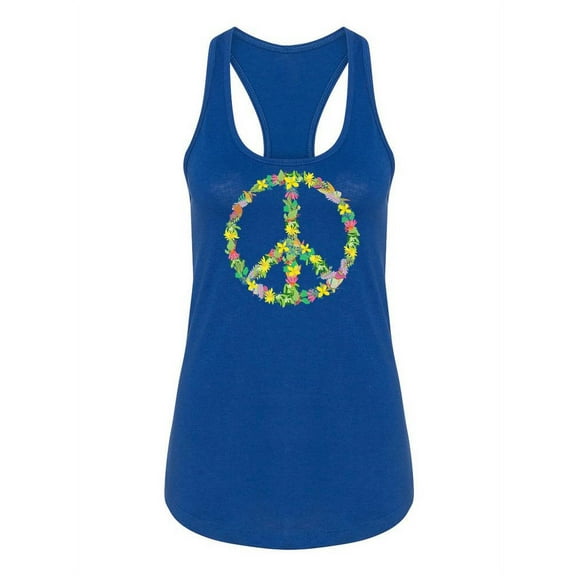 Floral Peace Symbol Racerback Tank Women -SPIdeals Designs, Female XX-Large
