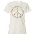 thumbnail image 1 of Floral Peace Symbol Women's Off-White T-shirt, 1 of 3