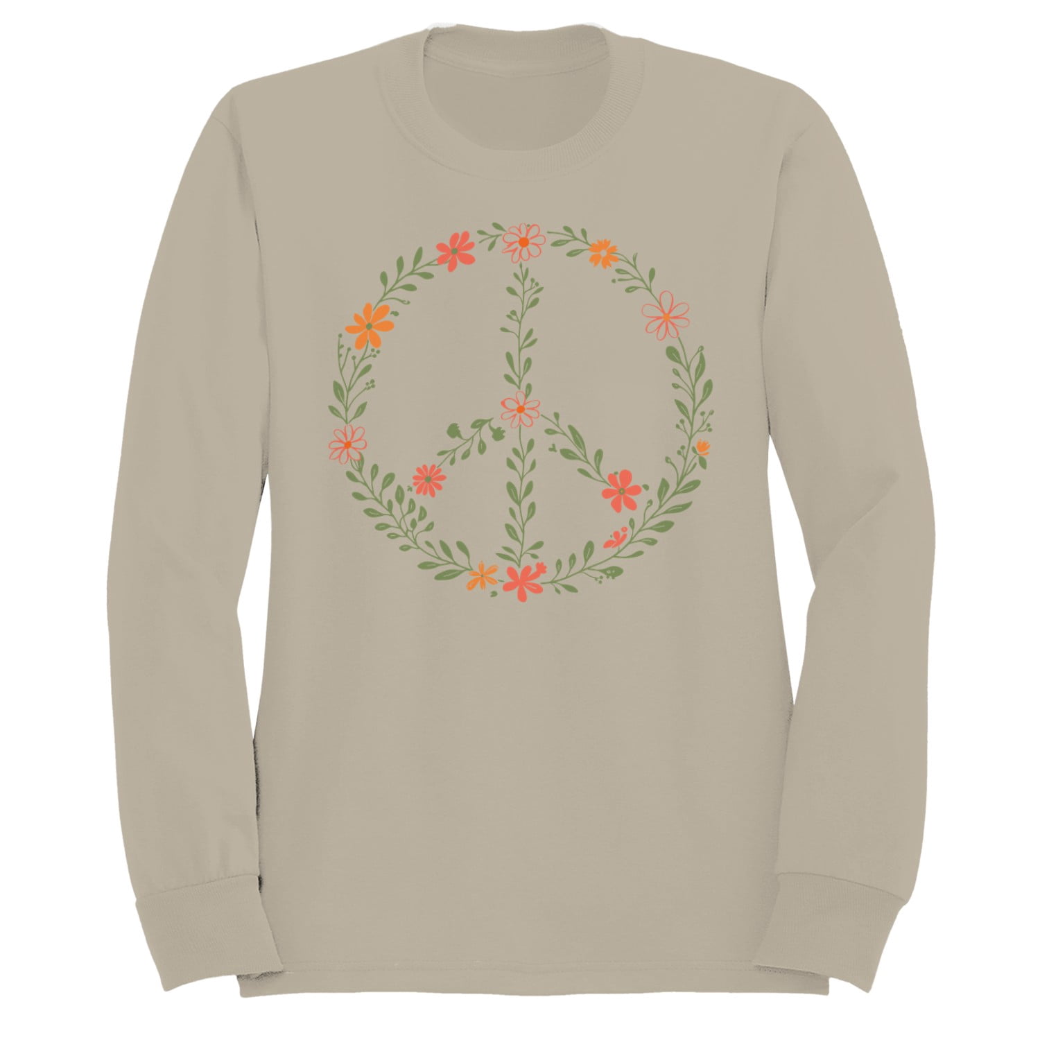 Floral Peace Symbol Women's Sand Sweatshirt - Walmart.com