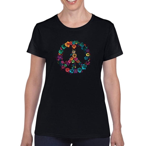 Floral Peace T-Shirt Womens -Smartprints Designs, Female Regular Fit
