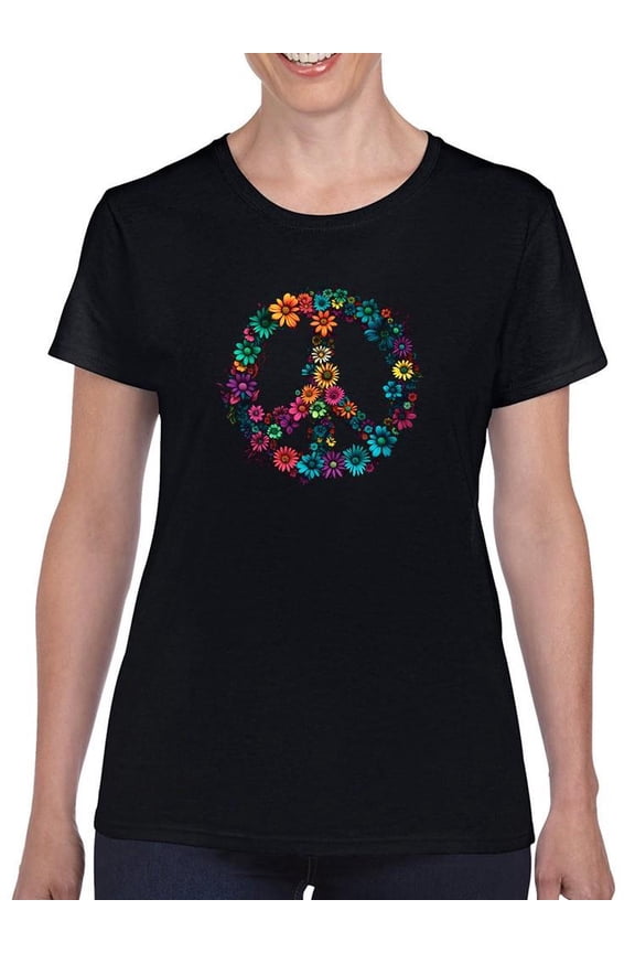Floral Peace T-Shirt Womens -Smartprints Designs, Female Regular Fit