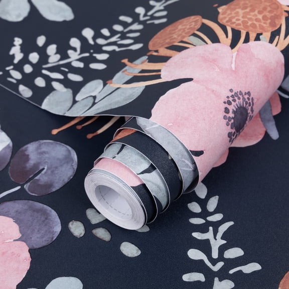 Peel and Stick Floral Wallpaper 17.7-in x 118-in Self Adhesive Wallpaper Boho Flower Contact Paper Kitchen Cabinets Furniture Decorative for Bedroom