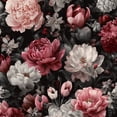 thumbnail image 1 of Floral Peel and Stick Wallpaper Floral Peonies Black Wall Mural 17.7in x 9.8ft Self Adhesive Removable Wall Paper Renter Friendly Wallpaper for Bedroom Nursery Kids, 1 of 8
