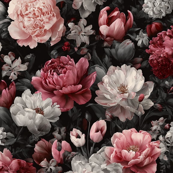 Floral Peel and Stick Wallpaper Floral Peonies Black Wall Mural 23.6in x 9.8ft Self Adhesive Removable Wall Paper Renter Friendly Wallpaper for Bedroom Nursery Kids