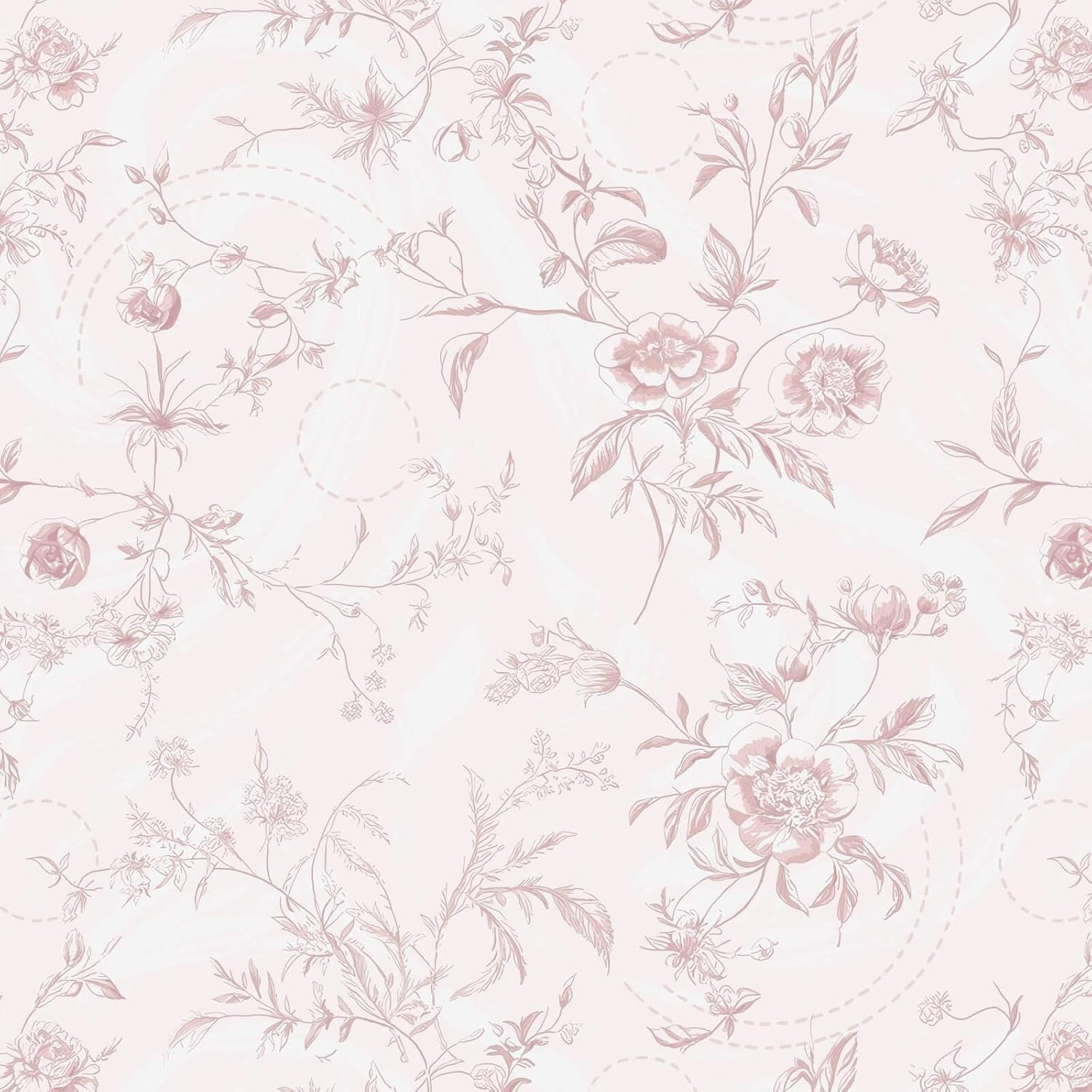 Floral Peel and Stick Wallpaper Pink Stick on Wall Paper Vintage French Contact Paper for Cabinet Textured Removable Self Adhesive Wallpaper Vinyl Roll Shelf Deco, 17.3x196in