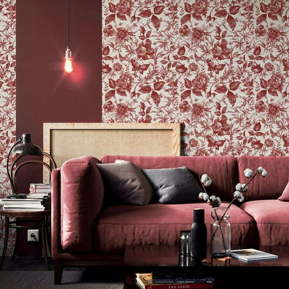 Floral Peel and Stick Wallpaper, Vintage Floral Contact Paper 15.7inchx98.4inch Pattern Wallpaper Peel and Stick Floral Removable Wallpaper for Any Room Wall Decor