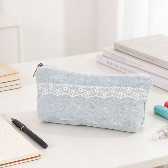 Floral Pencil Case Canvas Storage Pouch, Large Capacity Stationery Organizer Bag, Lightweight Portable Makeup and Daily Essentials Holder, Fresh Clean Style