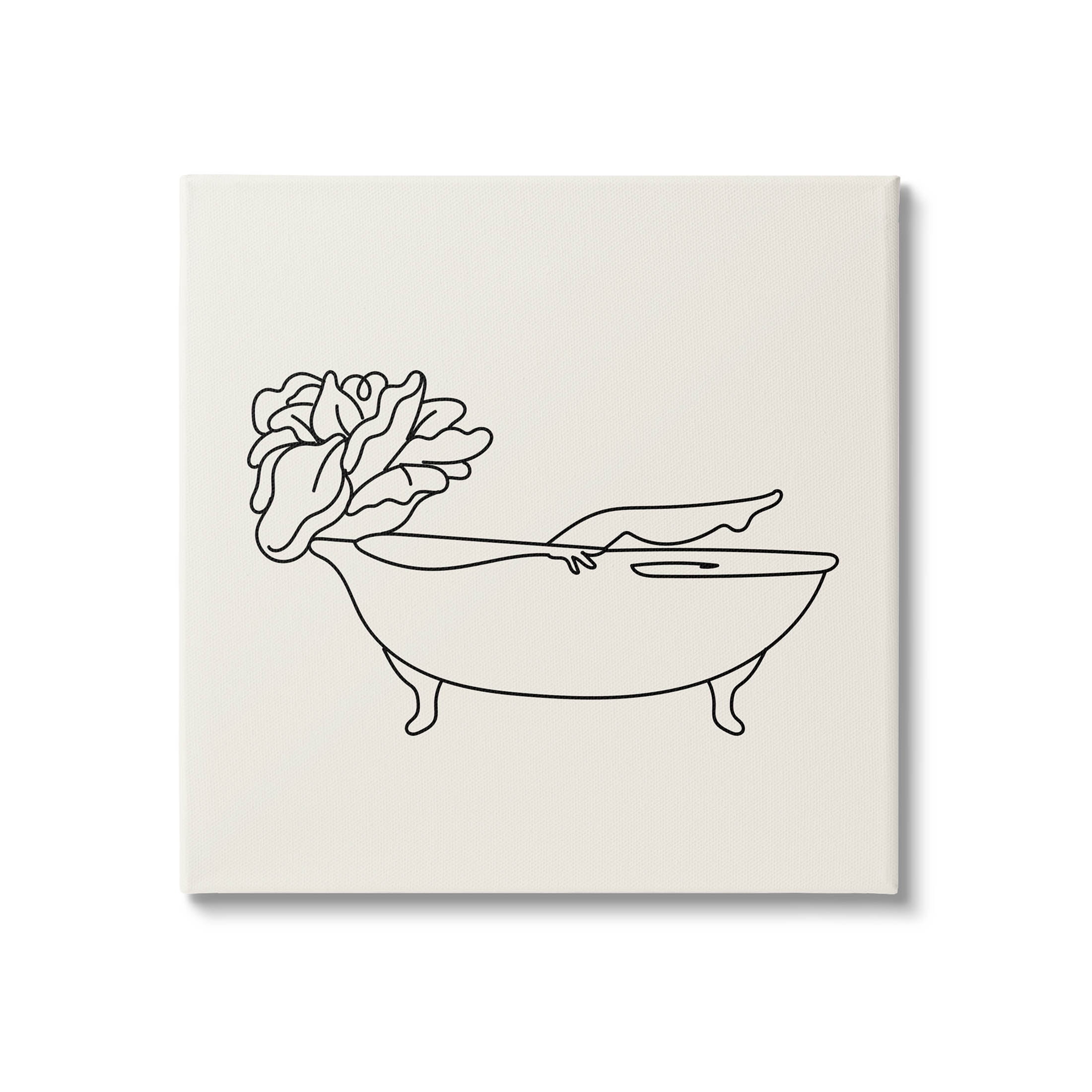 Floral Person Bathing Line Doodle Botanical & Floral Graphic Art Gallery Wrapped Canvas Print Wall Art