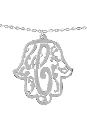 Floral Personalized Monogram Necklace in Sterling Silver or 14K Gold Plated Sterling Silver