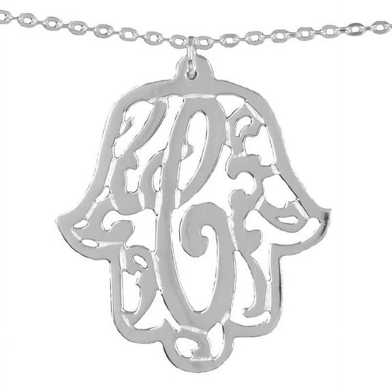 Floral Personalized Monogram Necklace in Sterling Silver or 14K Gold Plated Sterling Silver