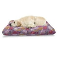 thumbnail image 1 of Floral Pet Bed, Illustration of Flowers and Hearts in Spring Colors Blooming Feels, Chew Resistant Pad for Dogs and Cats Cushion with Removable Cover, 24" x 39", Mauve Orange, by Ambesonne, 1 of 4