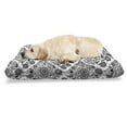 thumbnail image 1 of Floral Pet Bed, Scandinavian Inspired Pattern of Birds Flowers Swirls Polka Dots and Hearts, Resistant Pad for Dogs and Cats Cushion with Removable Cover, 24" x 39", Charcoal Grey White, by Ambesonne, 1 of 4