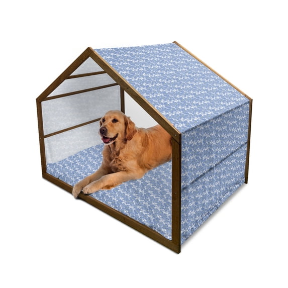 Floral Pet House, Corsage Daisy Jasmine Petals Fragrance Botanical Beauty Pastel Nature Design, Outdoor & Indoor Portable Dog Kennel with Pillow and Cover, 5 Sizes, Violet Blue Yellow, by Ambesonne