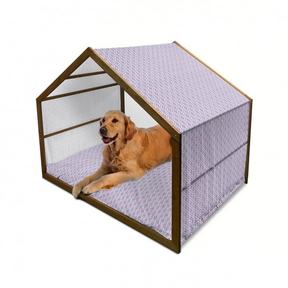 Floral Pet House, Damask Inspired Motifs Tile Pattern with Turkish Cultural Origins, Outdoor & Indoor Portable Dog Kennel with Pillow and Cover, 5 Sizes, Multicolor, by Ambesonne