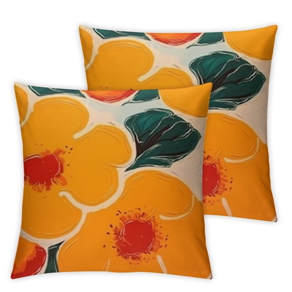 Floral Pillow CasesOrange Pillow Covers Decorative Flower Print Pillowcases White Red Pillow Protectors Envelope Closure Botanical Patterned Pillow Encasement