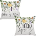 thumbnail image 1 of Floral Pillow Covers 18x18 Set of 2, Decorative Daisy Bloom Throw Pillow Covers Outdoor, Summer Home Sweet Home Eucalyptus Cushion Cases Decorations for Sofa Couch, 1 of 6