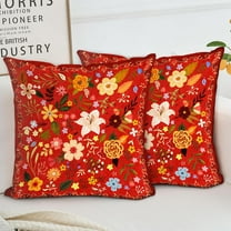Floral Pillow Covers 18x18 Set of 2,Farmhouse Floral Pillow Covers Decorative Double Sided Pattern Cushion Cover Soft Pillow Case for Living Sofa Room Bed Porch Patio Square Pillow Cover