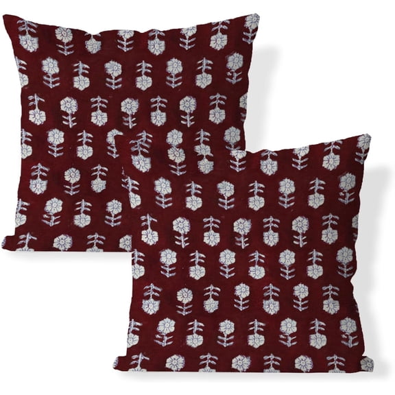 Floral Pillow Covers 18x18 Set of 2 Indigo with White Small Flower Buds Throw Pillow Cases Decorations Square Cushion Covers for Bed Chair Sofa Couch