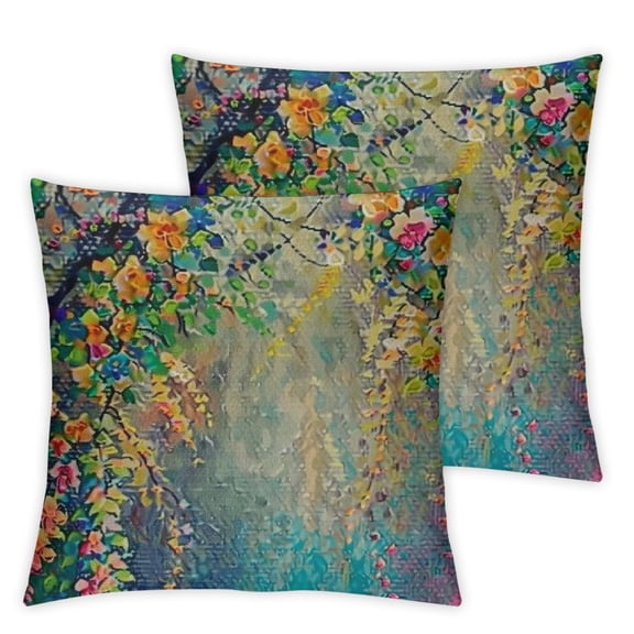 Floral Pillows Flower Decorative Throw Pillow Cover Watercolor Painting Flowers Pillow Cas Square Cushion Cover for Sofa Bed Purple