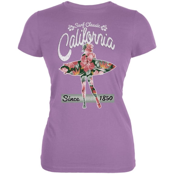 Floral Pineapple Surfer California Surf Classic Juniors Soft T Shirt Dusty Violet LG