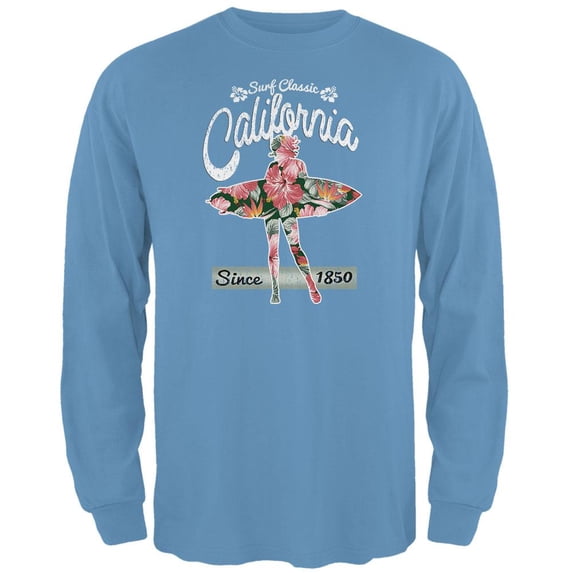 Floral Pineapple Surfer California Surf Classic Mens Long Sleeve T Shirt Carolina Blue 3X-LG