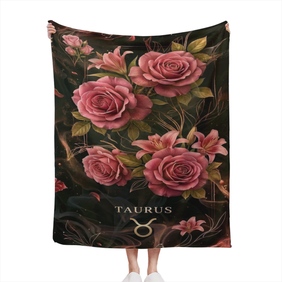 Floral Pink Roses Lilies Soft Flannel Throw Blanket for Couch Bed Home Decor Taurus Birthday Gift