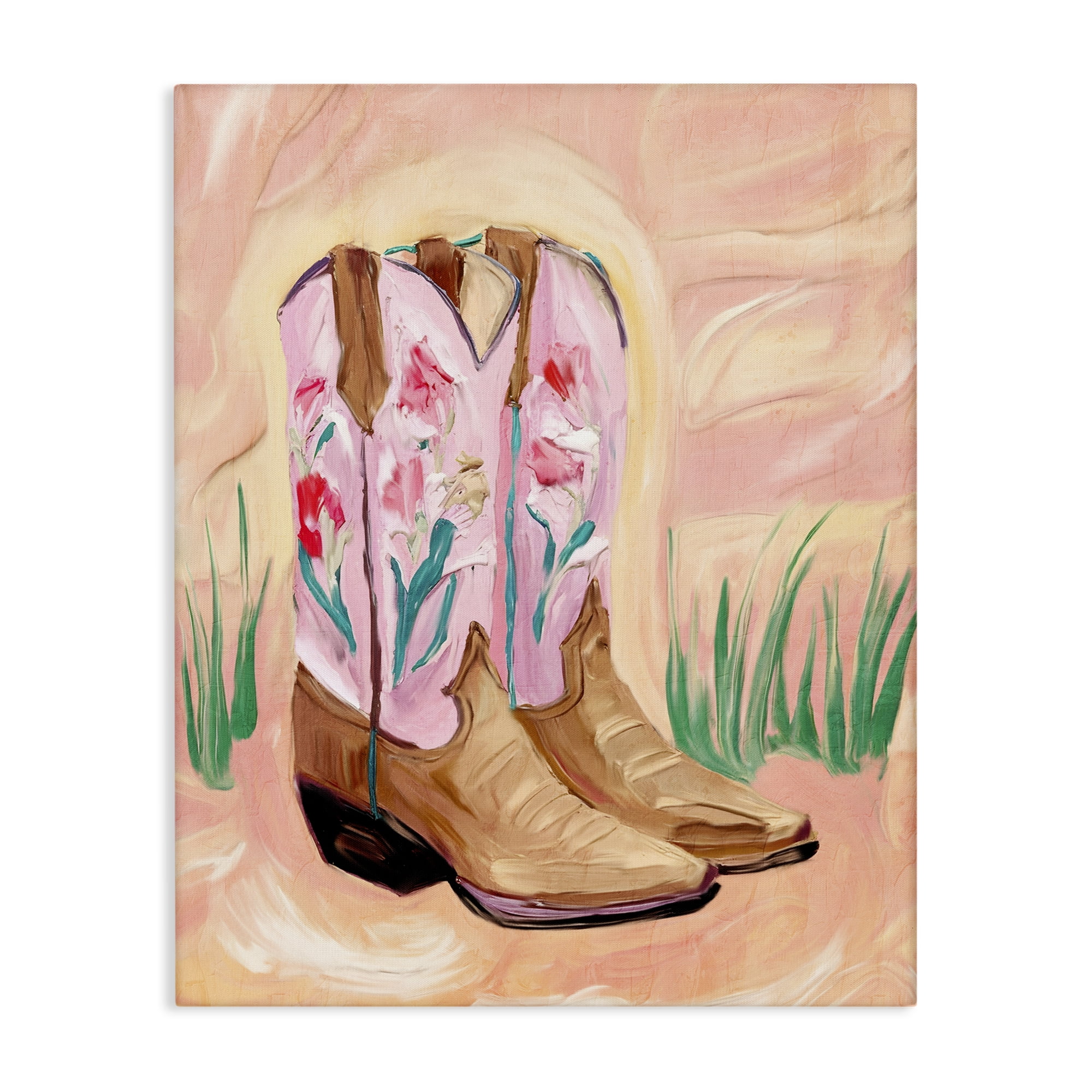 Floral Pinks Boots Canvas Wall Art, design by Kim Allen