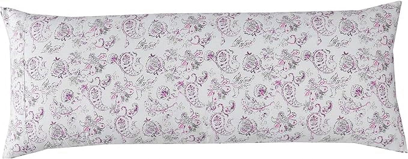 Floral Pint Pillowcase - 1500 Series Hotel Quality Microfiber, Soft and Smooth Hidden Zipper Closure - Body Pillowcase, Paisley Purple