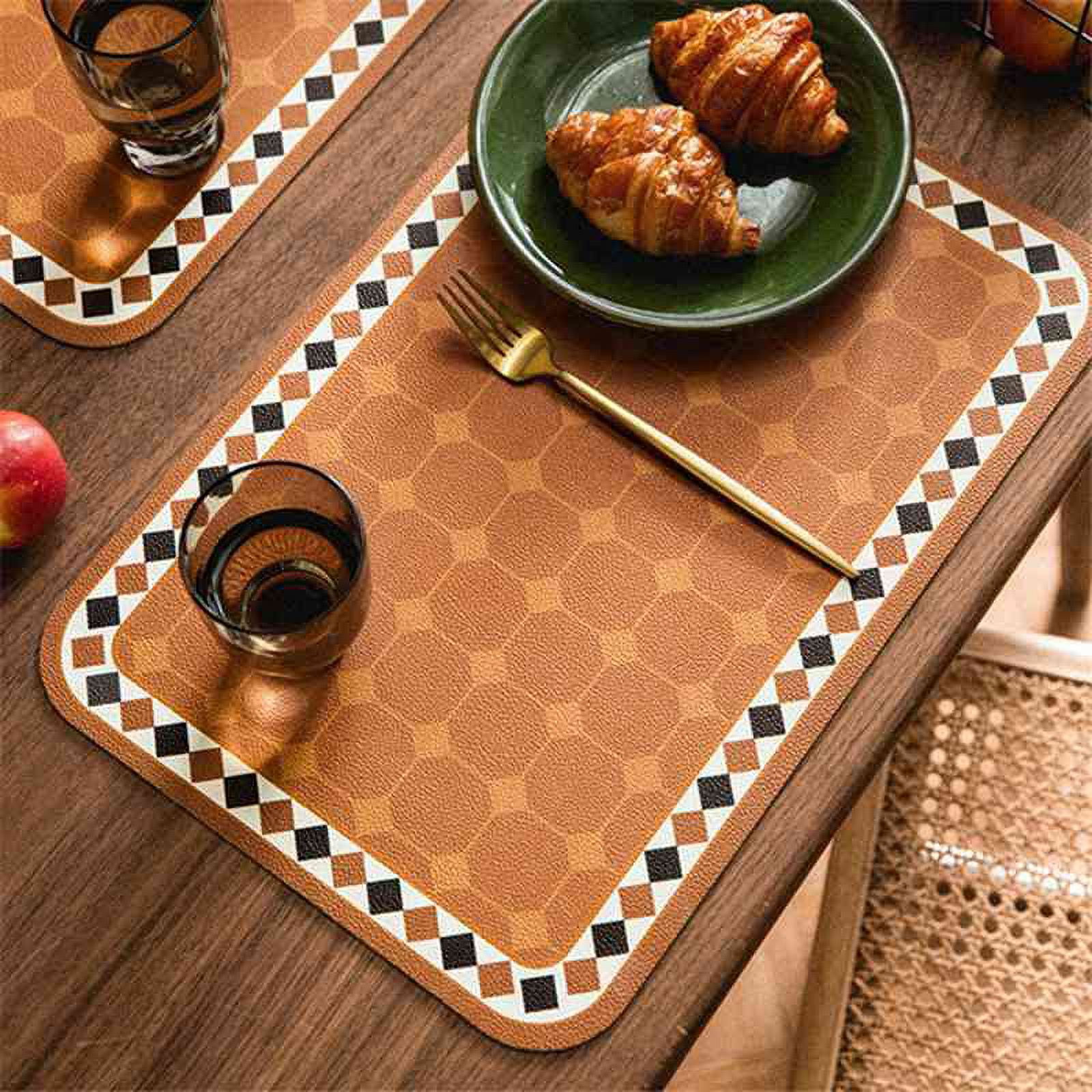 SHACOS Faux Leather Placemats Set of 6 Heat Resistant Place Mats for Dining  Table Non Slip Wipeable Table Mats for Kitchen Coffee Table Indoor Outdoor