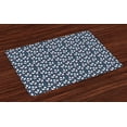 thumbnail image 1 of Floral Placemats Set of 4 Hand Drawn Blossoming Spring Flowers Pastel Dots on Dark Background, Washable Fabric Place Mats for Dining Room Kitchen Table Decor,Dark Blue Pink and White, by Ambesonne, 1 of 4