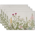 thumbnail image 1 of Floral Placemats Set of 4 Washable Non-Slip Heat Resistant 12×18 Inch Spring Summer Wild Flowers Thick Place Mats Decorative Linen Fabric Table Mat for Dining Table Kitchen Home Decor, 1 of 6