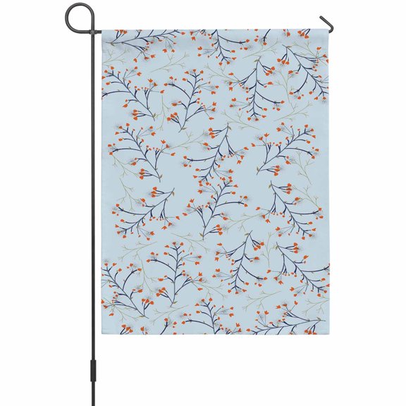 Floral Plants Garden Flag 12x18 Inch Delicate Orange Flowers Plant Pop Art Double Sided Outdoor Garden Flags Welcome House Flag Decorative Yard Flags for Outside Holiday Decoration