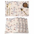 thumbnail image 1 of Floral Plants Placemats Set of 2, Delicate Orange Flowers Non-Slip Place Mats Washable Table Mats for Kitchen Dining Table Decorations Indoor/Outdoor, 1 of 9
