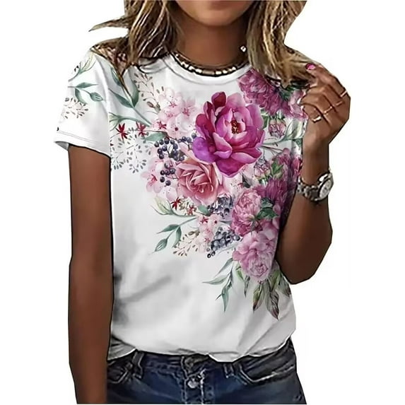 Floral Plants T Shirt for Women Wildflower Graphic Short Sleeve Vintage Boho Flower Tee Casual Plant Lover Shirts