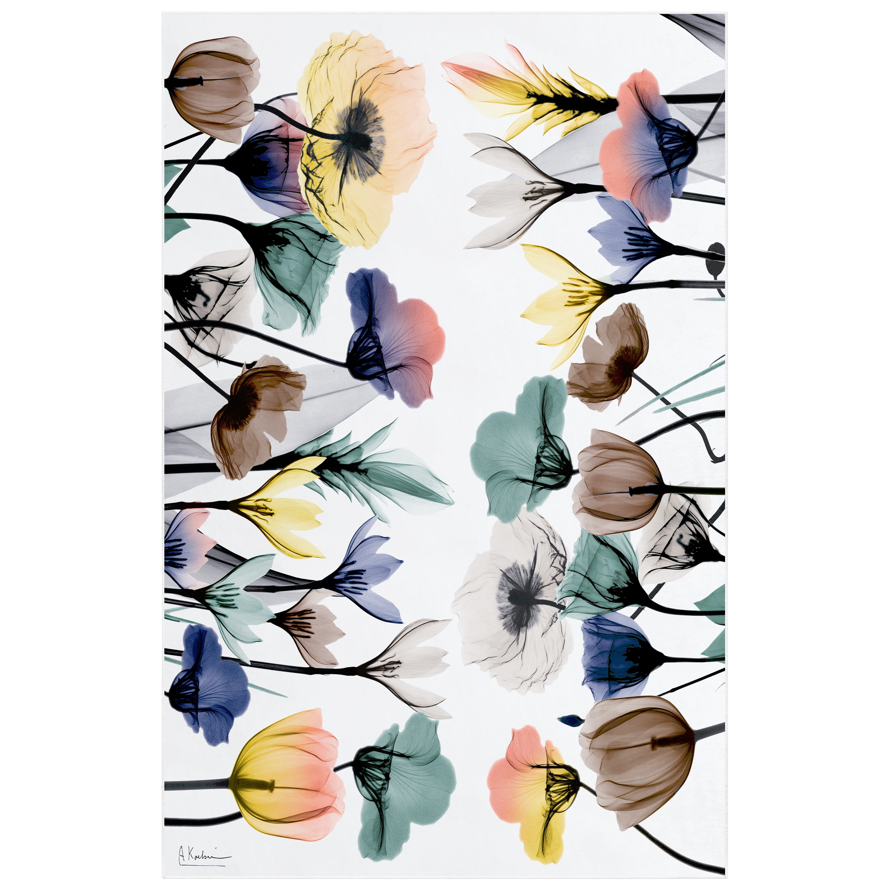 Floral Pleasures I Washable Flowers Art Area Rug size 5'x8', Power-loomed, Heavenly Softness with Non-Slipping Backing