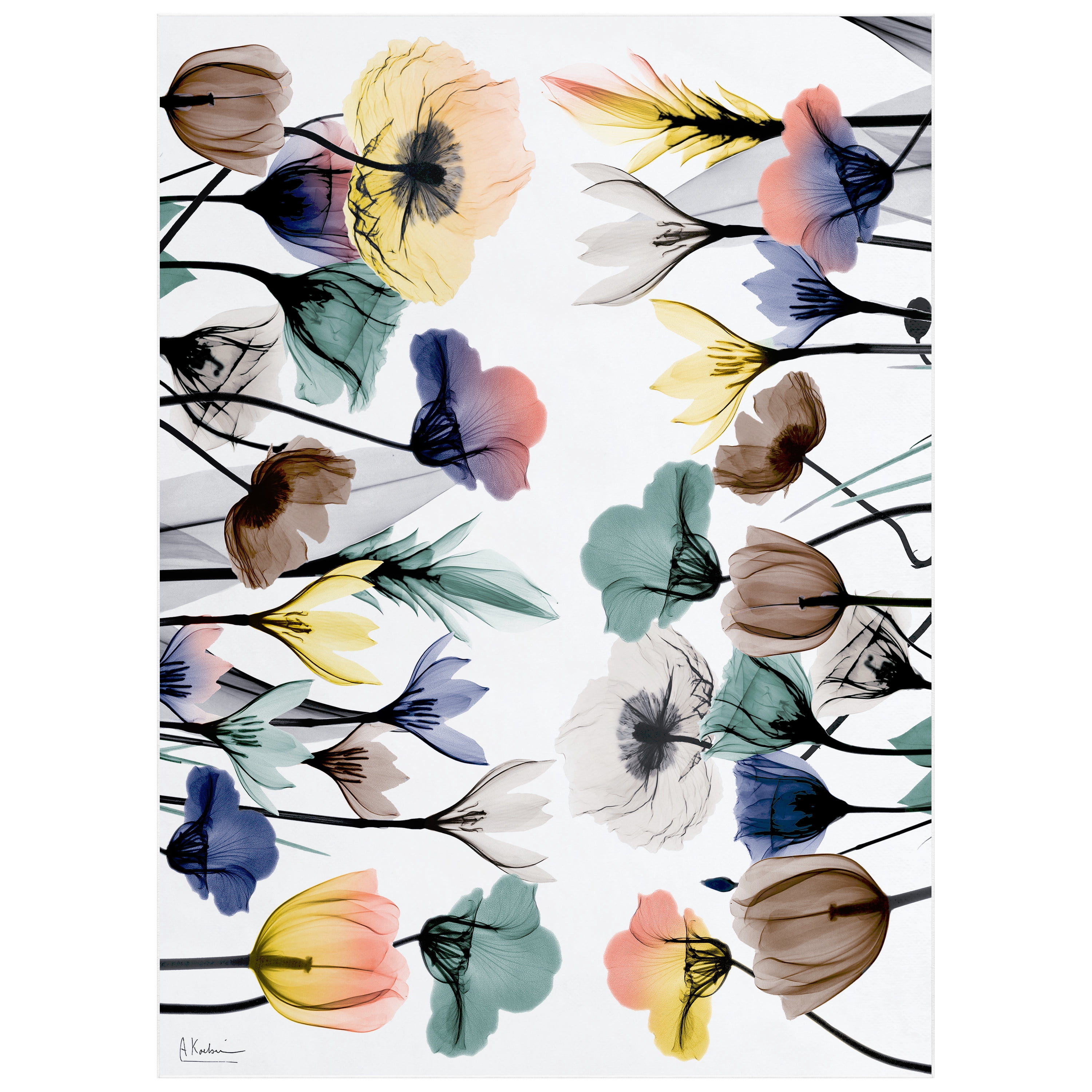 Floral Pleasures I Washable Flowers Art Area Rug size 8'x10', Power-loomed, Heavenly Softness with Non-Slipping Backing