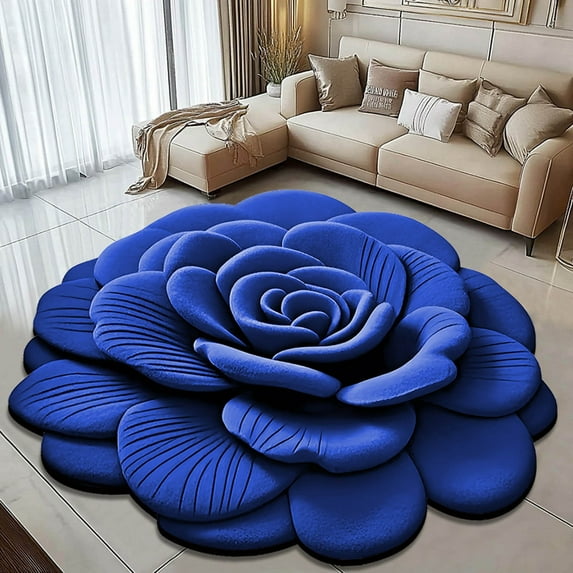 Floral Plush & Diatomaceous Earth Floor Mat, 15.7 Inch 2D Realistic Pattern Non- Absorbent Mat,Super Absorbent and Quick Drying,Multicolor Suitable for Bedroom,Bathroom, Sofa, Coffee Table
