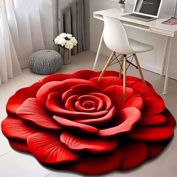 Floral Plush & Diatomaceous Earth Floor Mat, 3D Visual Flower Shaped Diatom Mud Floor Rugs, Realistic Pattern Non-Slip Absorbent Mat for Bedroom, Kitchen, Living Room (15.7in,J)