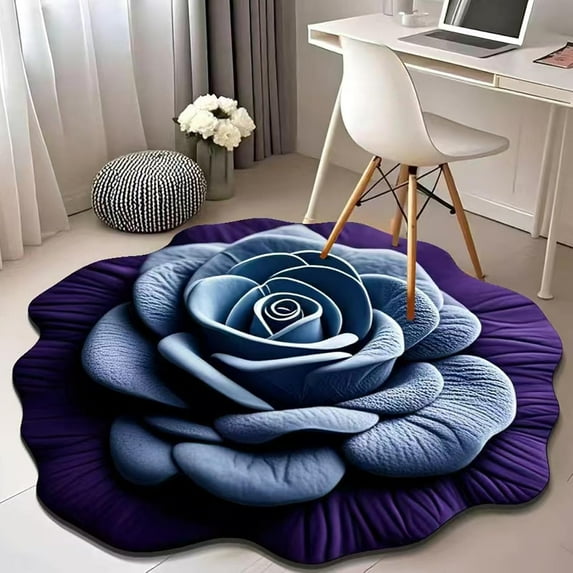 Floral Plush & Diatomaceous Earth Floor Mat, 3D Visual Flower Shaped Diatom Mud Floor Rugs, Realistic Pattern Non-Slip Absorbent Mat for Bedroom, Kitchen, Living Room