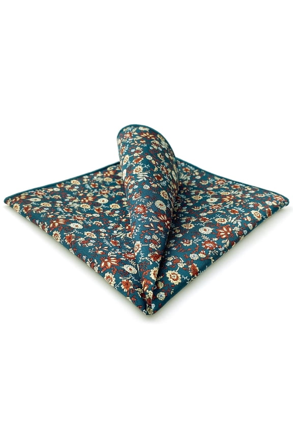 Floral Pocket Square for Men Multicolored Seaweed Green for Wedding